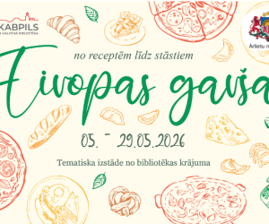  Tematiska izstāde no bibliotēkas krājuma ‘’Eiropas garša: no receptēm līdz stāstiem. Eiropas diena – 9. maijs’’