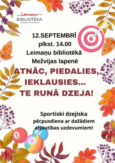 Leimaņu bibliotēka aicina uz sportiski dzejisku pēcpusdienu