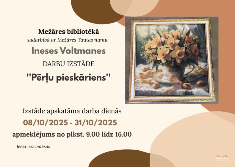 Mežāres bibliotēkā līdz 31.oktobrim Ineses Voltmanes darbu izstāde 