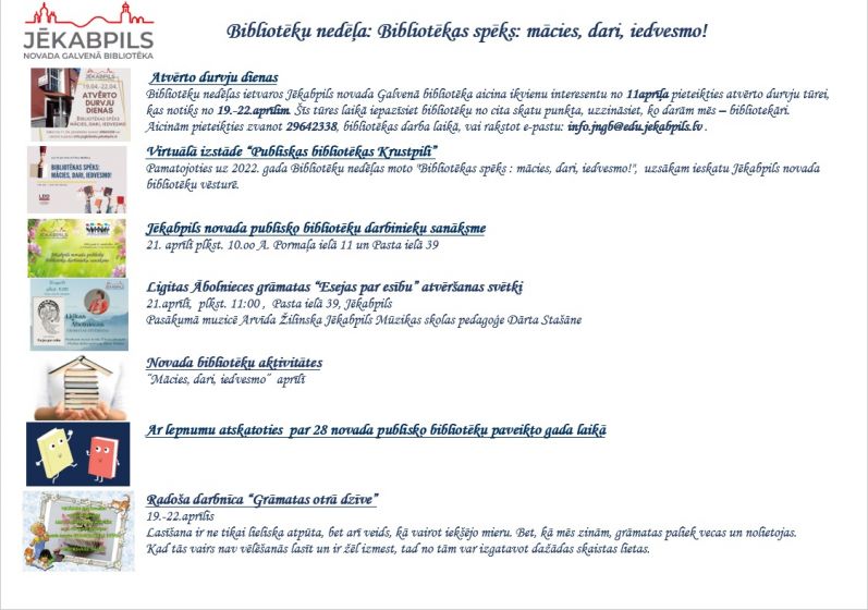 Bibliotēku nedēļa: Bibliotēkas spēks: mācies, dari, iedvesmo! 