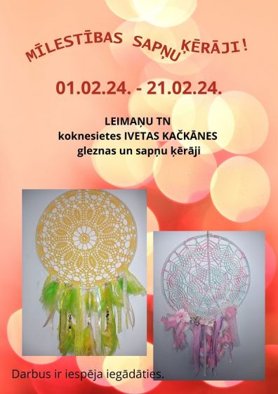 Leimaņu bibliotēka aicina uz gleznu un sapņu kērāju izstādi līdz 21.februārim