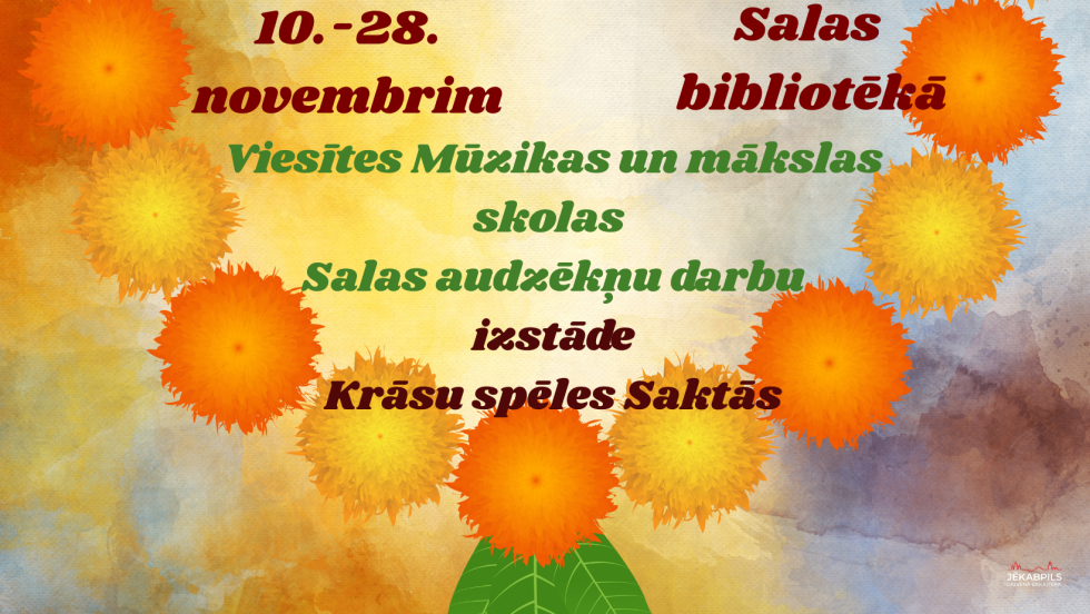 Salas bibliotēkā no 10.-28.novembrim Viesītes Mūzikas un mākslas skolas Salas audzēkņu darbu izstāde