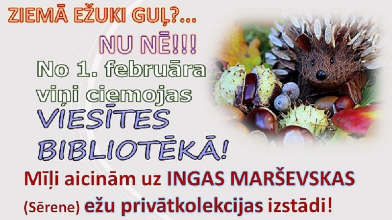 Viesītes bibliotēkā ežu privātkolekcijas izstāde