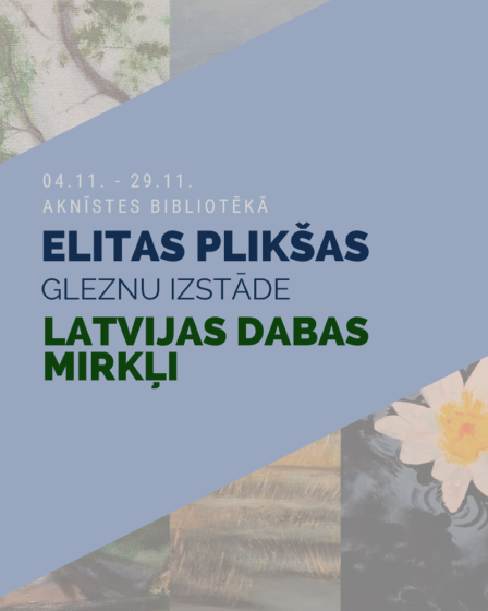 Aknīstes bibliotēka aicina uz Elitas Plikšas gleznu izstādi “Latvijas dabas mirkļi”