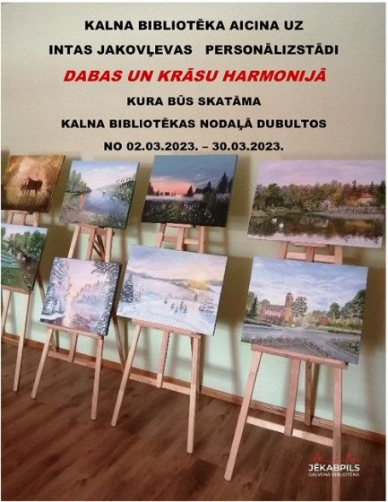 Kalna bibliotēka aicina uz Intas Jakovļevas gleznu izstādi