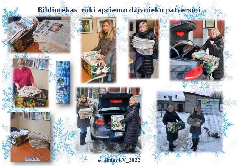 Bibliotēkas  rūķi apciemo dzīvnieku patversmi 