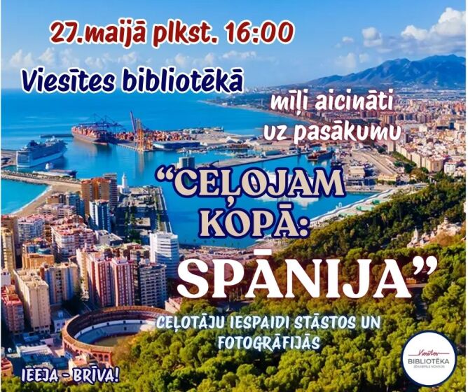 27.maijā plkst. 16.00 Viesītes bibliotēkā neklātienes ceļojumu cikla 14.tikšanās 