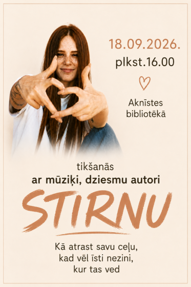 18.septembrī plkst. 16.00 Aknīstes bibliotēkā tikšanās ar mūziķi Stirna