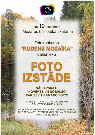 Mežāres bibliotēkā fotokonkursa -Rudens mozaīka- dalībnieku  fotoizstāde