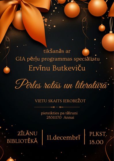 Zīlānu bibliotēka 11.decembrī pl.18.00 aicina uz stāstu par upes un jūras pērlēm