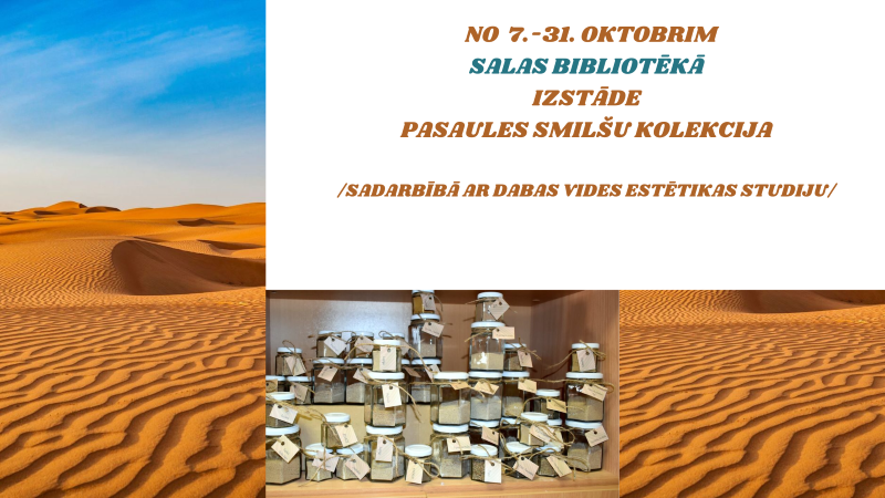 No 7.-31.oktobrim Salas bibliotēka aicina uz Pasaules smilšu kolekcijas izstādi