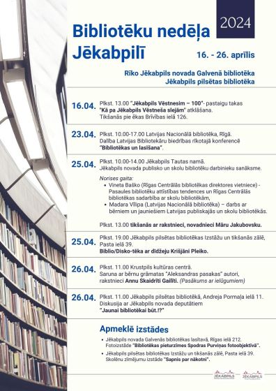 Bibliotēku nedēļa 2024 Jēkabpils novada bibliotēkās