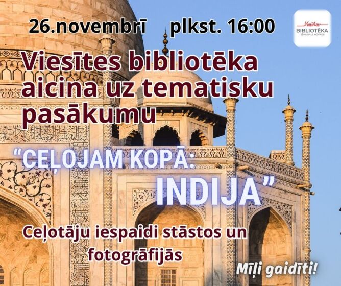26.novembrī Viesītes bibliotēkā plkst. 16.00 8.tikšanās pasākumu ciklā 