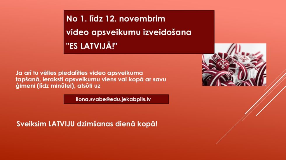 No 1. līdz 12.novembrim video apsveikumu izveidošana 