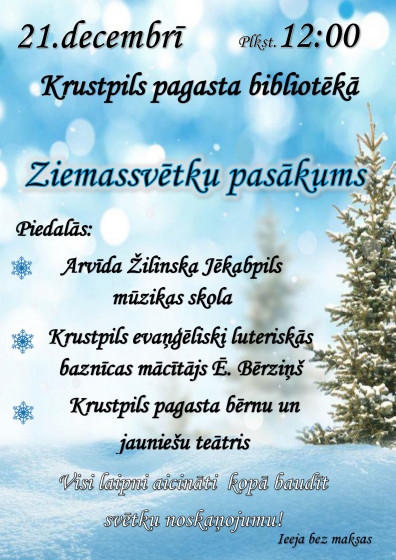 Krustpils pagasta bibliotēkā Ziemassvētku pasākums