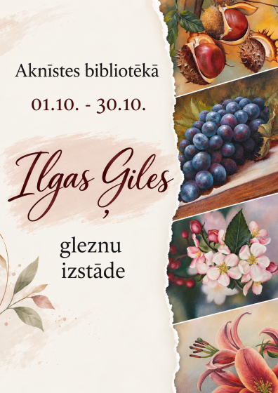 Oktobrī Aknīstes bibliotēka aicina uz Ilgas Ģiles (Jēkabpils) gleznu izstādi