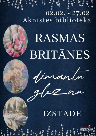 Februārī Aknīstes bibliotēka aicina uz Rasmas Britānes dimantu gleznu izstādi