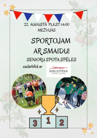 Leimaņu bibliotēka 23.augustā plkst. 14.00 Mežvijās aicina uz Senioru sporta dienu