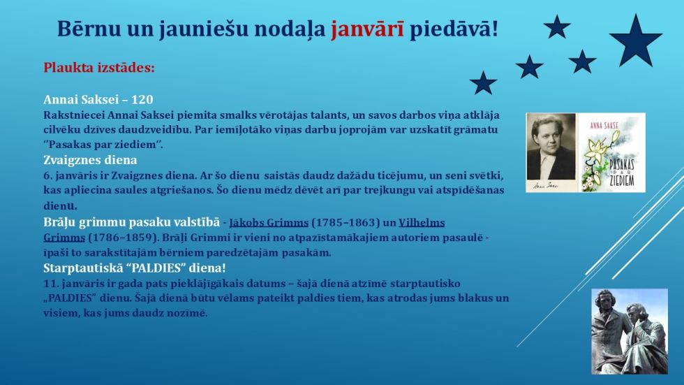 Bērnu un jauniešu nodaļa janvārī piedāvā!