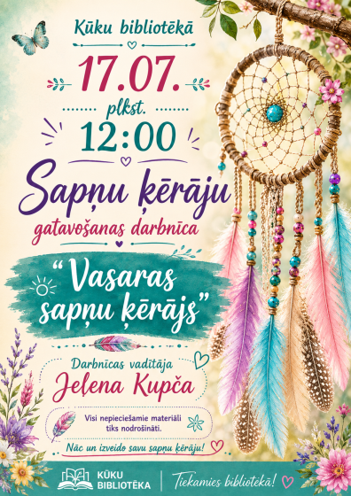 Kūku bibliotēka 17.jūlijā plkst. 12.00  aicina uz radošo darbnīcu 