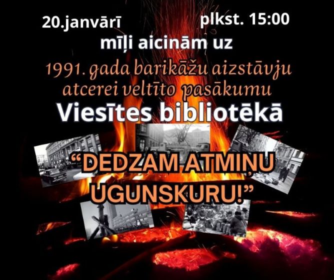 Viesītes bibliotēka aicina 20.janvārī uz Atmiņu ugunskuru