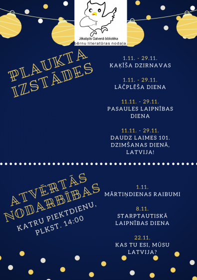 Pasākumi un izstādes novembrī!