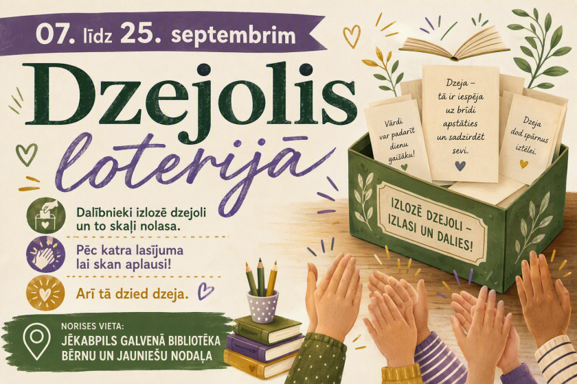 “Dzejolis loterijā” - izlozē, lasi, aplaudē un izbaudi Dzejas dienu noskaņu kopā ar mums!