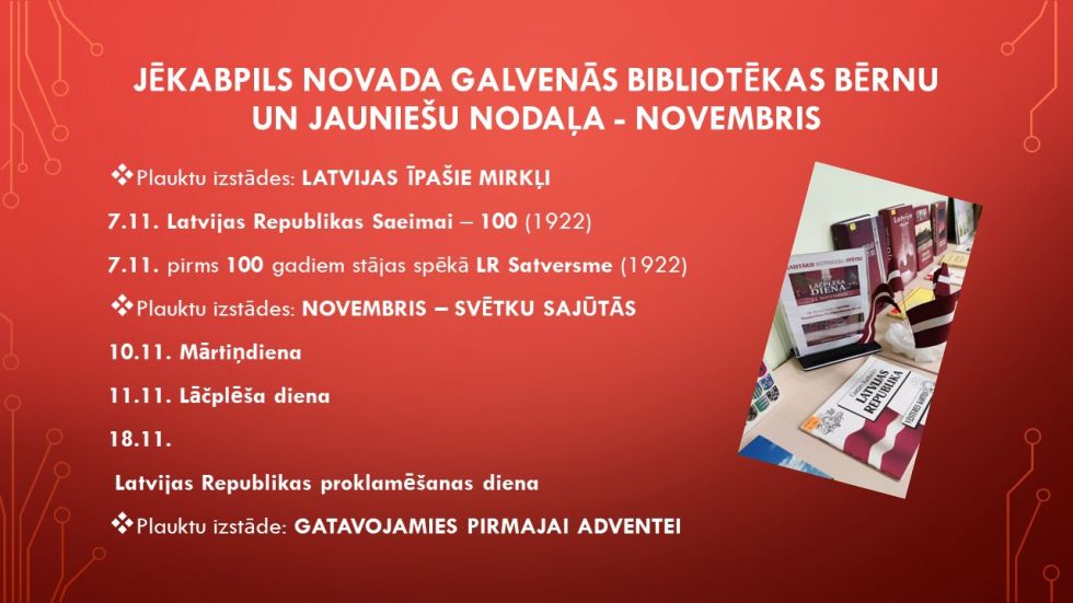 Jēkabpils novada Galvenās bibliotēkas Bērnu un jauniešu nodaļa - NOVEMBRIS