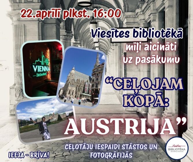 22.aprīlī plkst. 16.00 kārtējais neklātienes ceļojums Viesītes bibliotēkā