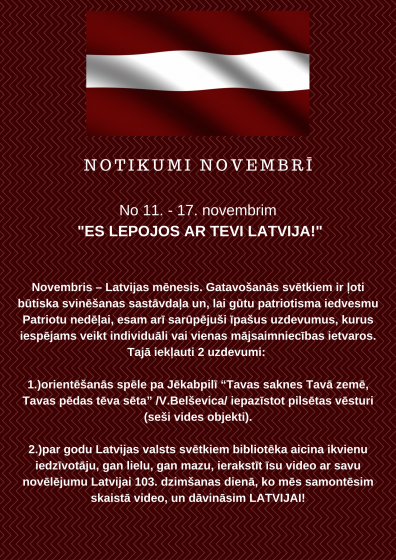 Bērnu literatūras nodaļa novembrī piedāvā