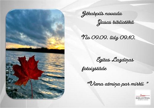 Zasas bibliotēka aicina uz Egitas Lazdiņas fotoizstādi “Viena atmiņa par mirkli”