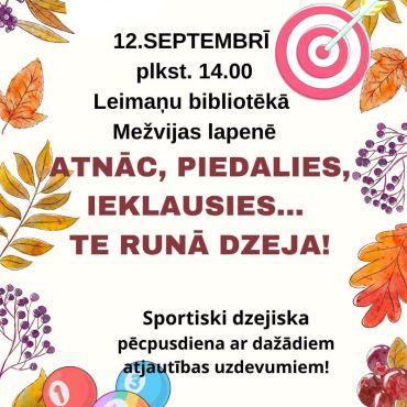 Leimaņu bibliotēka aicina uz sportiski dzejisku pēcpusdienu