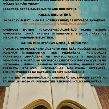 Pasākumi Kalna bibliotēkā Bibliotēku nedēļas un Digitālās nedēļas laikā
