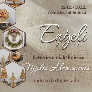 Aknīstes bibliotēka decembrī aicina uz lietuviešu mākslinieces Nijoles Adamonienes radošo darbu izstādi
