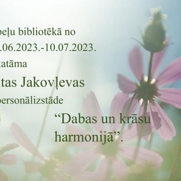 Ābeļu bibliotēka aicina no 10.jūnija uz Intas Jakovļevas personālizstādi 