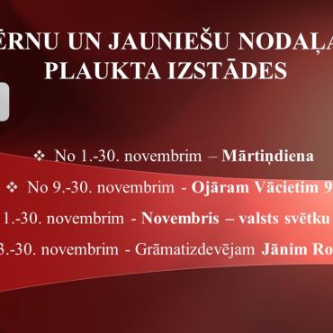 Bērnu un jauniešu nodaļa novembrī piedāvā!
