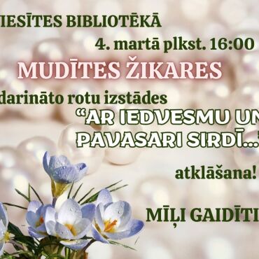 Martā Viesītes bibliotēkā Mudītes Žikares darināto rotu izstāde