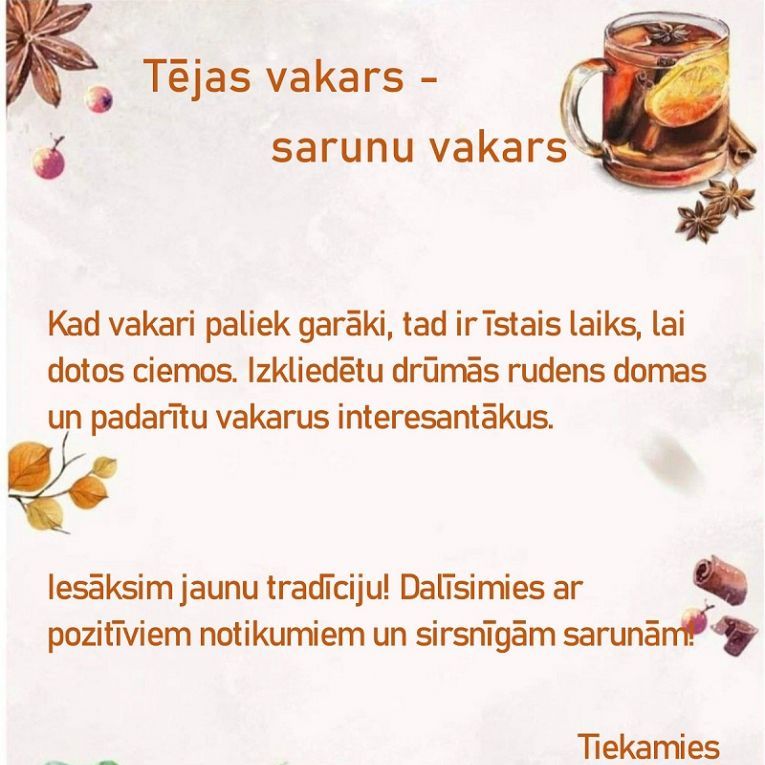 Atašienes bibliotēka aicina uz Tējas vakaru