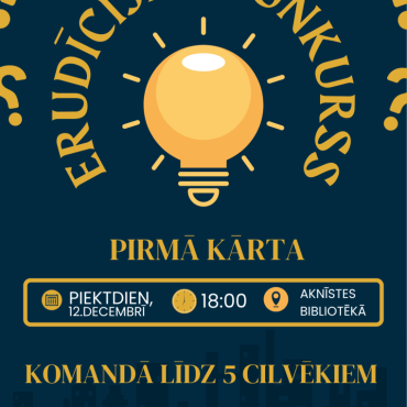 Aknīstes bibliotēka aicina uz Erudīcijas konkursa 1.kārtu 