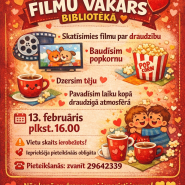 Draudzības filmu vakars bibliotēkā!