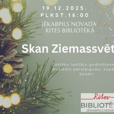 19.decembrī plkst. 16.00 Rites bibliotēkā atpūtas pēcpusdiena 