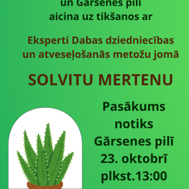 Gārsenes bibliotēka sadarbībā ar Asares bibliotēku aicina uz tikšanos ar Solvitu Mertenu
