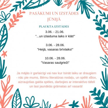 Bērnu literatūras nodaļa JŪNIJĀ piedāvā: