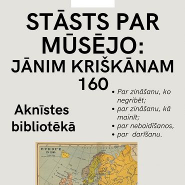 Aknīstes bibliotēka aicina uz informatīvu nodarbību par Aknīstē dzimušo Jāni Kriškānu