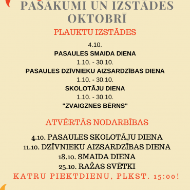 Jaunumi oktobrī