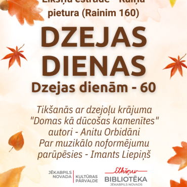 Elkšņu bibliotēka 18.septembrī plkst. 13.00 aicina uz tikšanos ar dzejoļu krājuma 