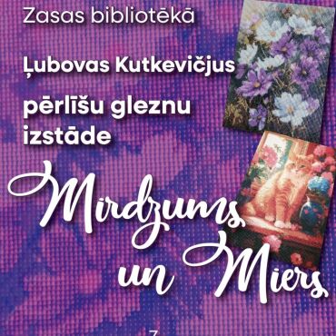 Oktobrī, novembrī Zasas bibliotēkā Biržu bibliotēkas vadītājas Ļubovas Kutkevičjus pērlīšu gleznu izstāde
