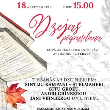 18.septembrī Atašienes bibliotēka plkst.15.00 aicina uz Dzejas pēcpusdienu