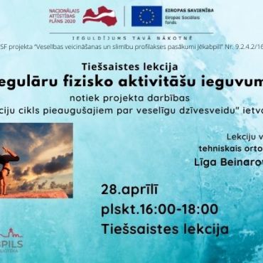 Aicinām pieteikties tiešsaistes veselības veicināšanas lekcijai