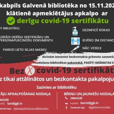 Bibliotēku darbība no 2021.gada 15.novembra 